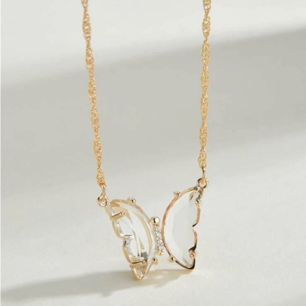 Transparent butterfly necklace